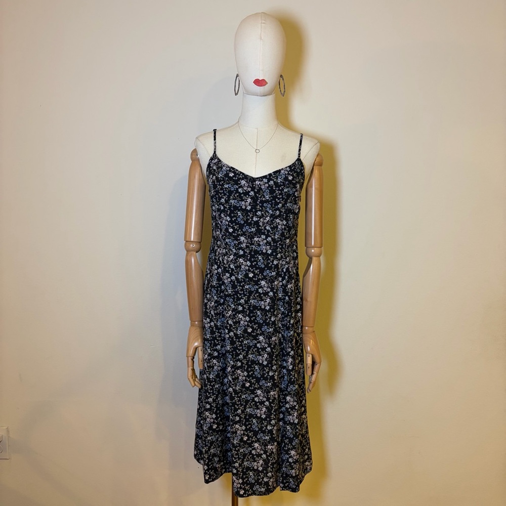 Uniqlo Floral Printed Front Slit Camisole Dress NWT Navy XS